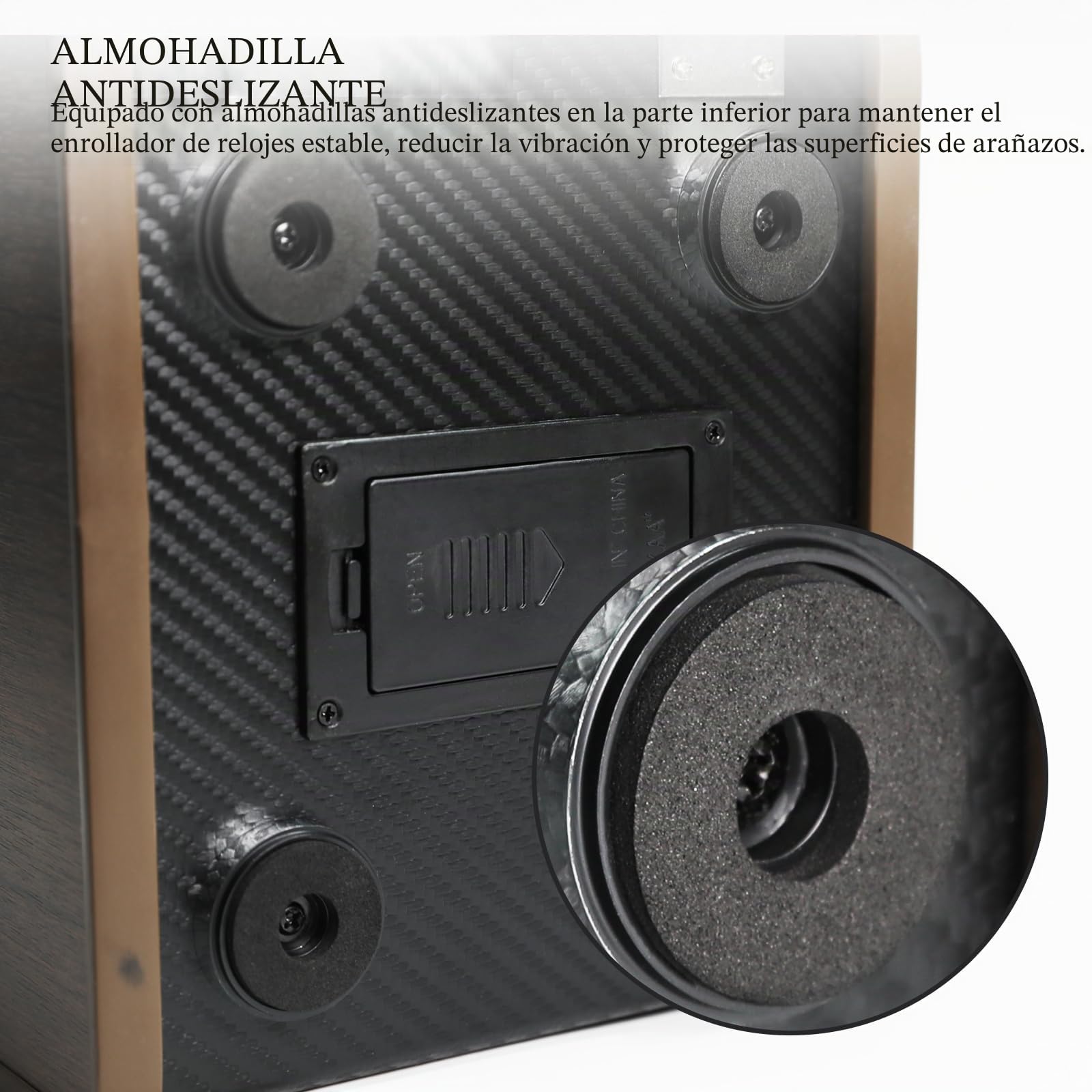 Enrollador Automático para Relojes, Enrollador Individual con 4 Modos de Rotación/Luz LED Azul/Tecnología Smart Stop/Almohadilla de Espuma/Motor Silencioso/Vitrina de Madera para Relojes Automáticos