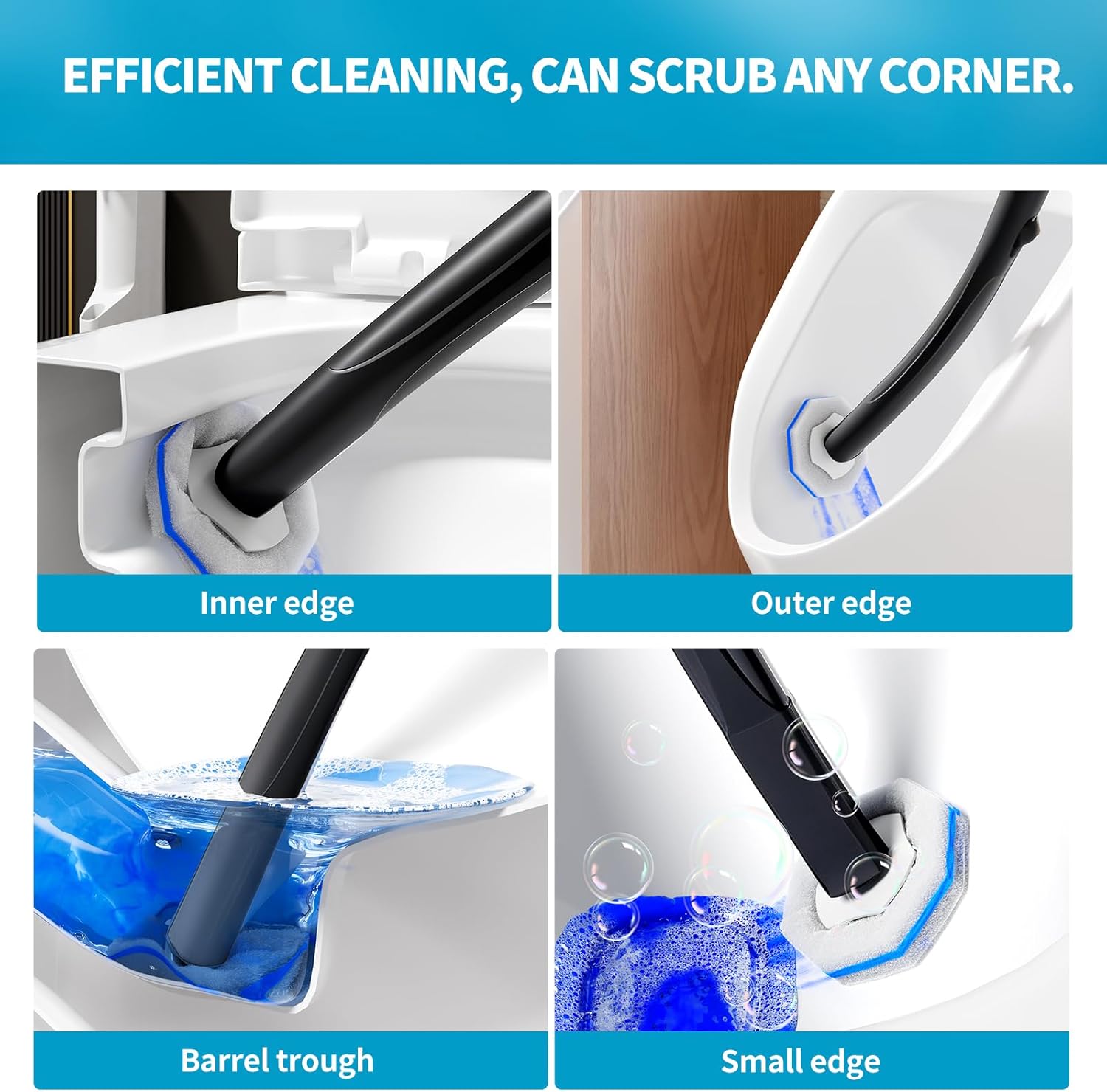 Disposable Toilet Brush with 50 Wand Cleaner Refills Pads，Wall Mounted Toilet Bowl Holder Set，Toilet Cleaning System Starter Kit，Bathroom Cleaning System for Sink Bathtub Wash Basin