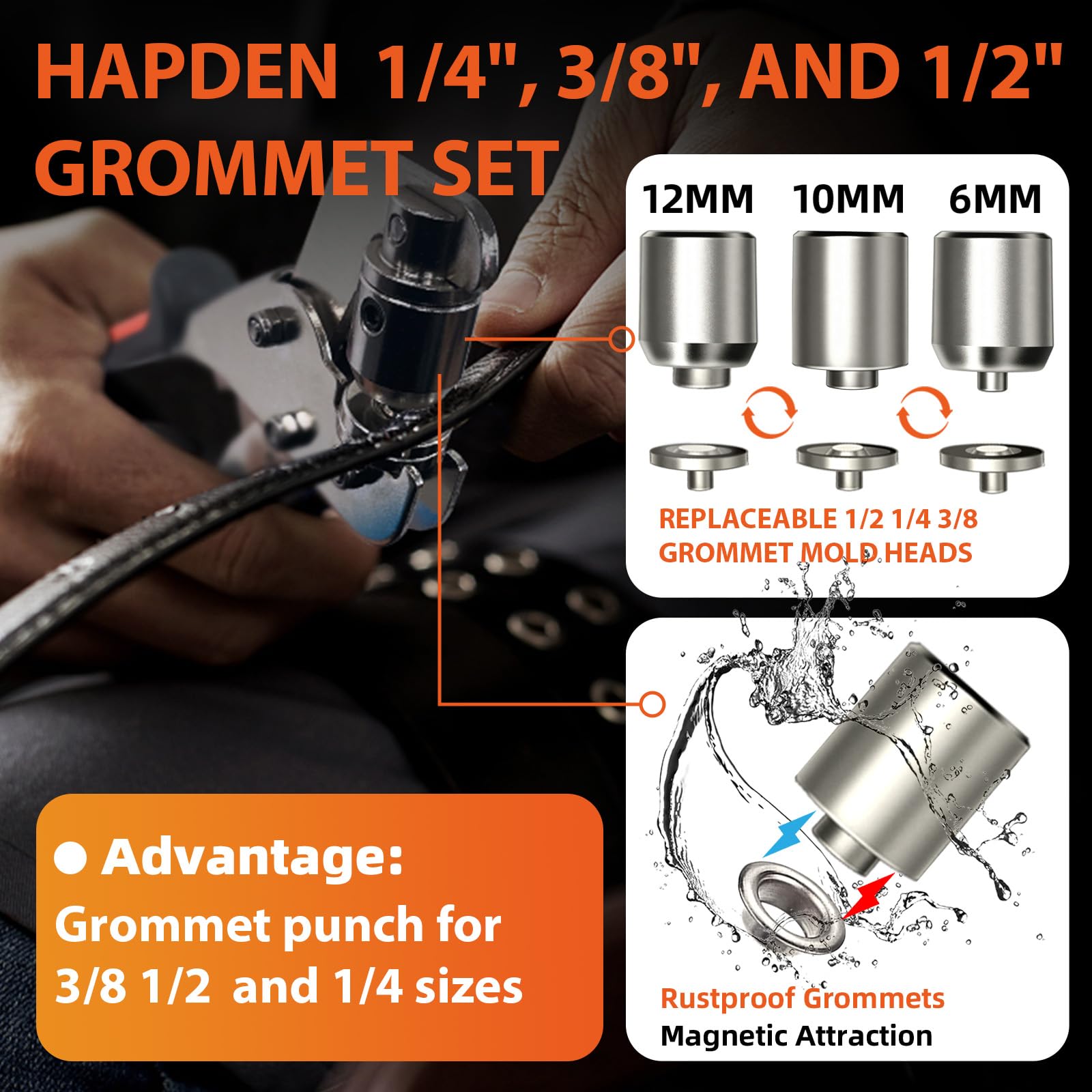 HAPDEN Grommet Tool Kit - Durable & Easy to Use -3 HAPDEN Grommet Tool Kit - Durable & Easy to Use -3