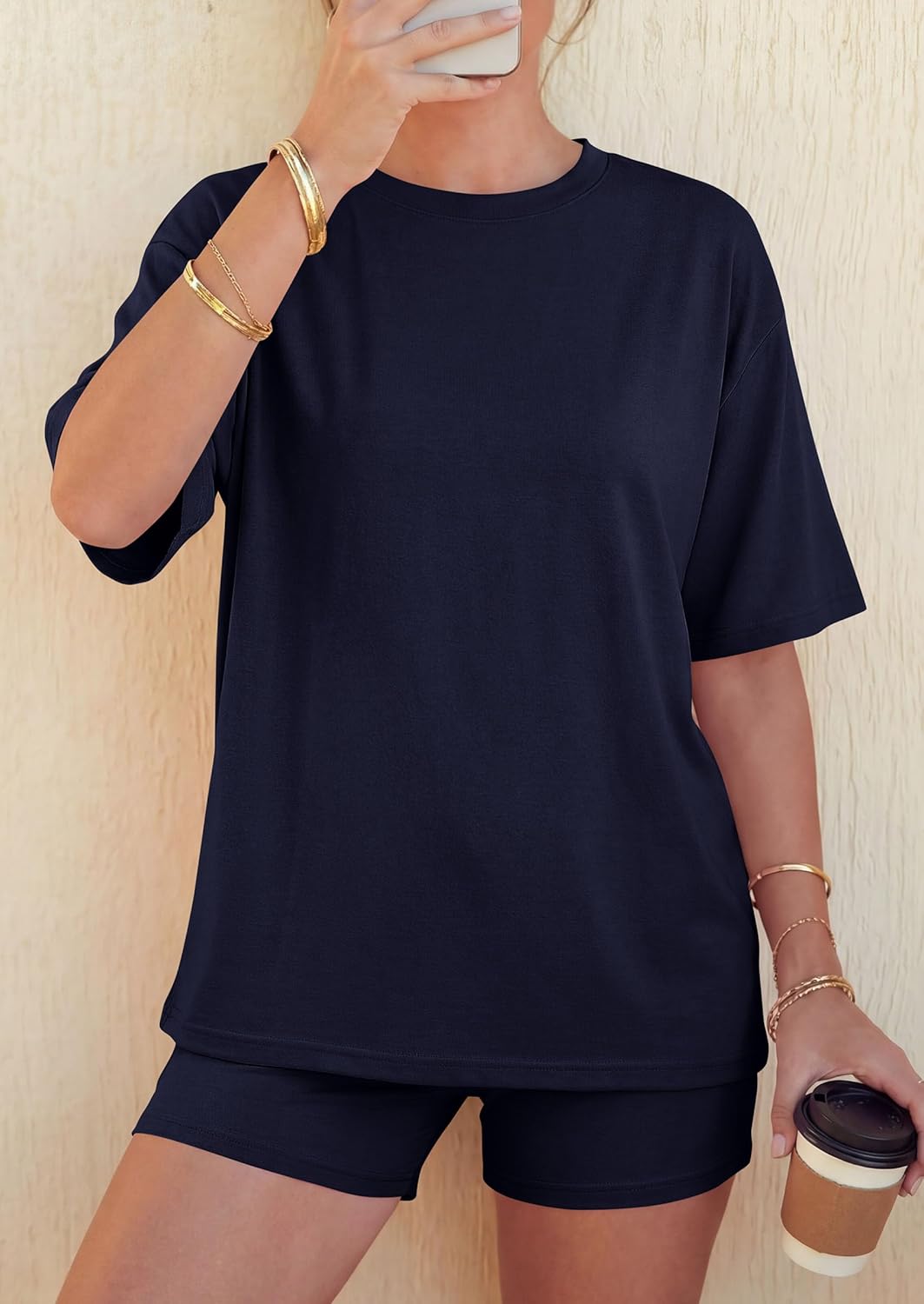 PRETTYGARDEN 2026 Women's Summer 2 Piece Sets Casual Lounge Set Short Sleeve Tops Shirts Shorts Travel Beach Vacation Outfits - Image 6