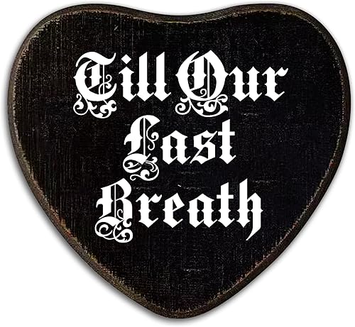 Miniatura 10 de Decoración gótica de pared de San Valentín – Your Heartbeat Sings To Me – Placa en forma de corazón negro – Letrero colgante de madera – Decoración