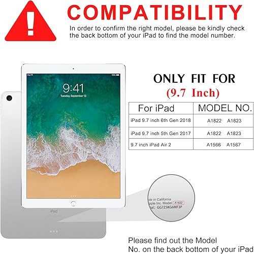Miniatura 3 de Funda para teclado para iPad de 9.7 pulgadas, 6 generación, 5 generación, Air de 2 generación 201820172014 con soporte para lápices, teclado