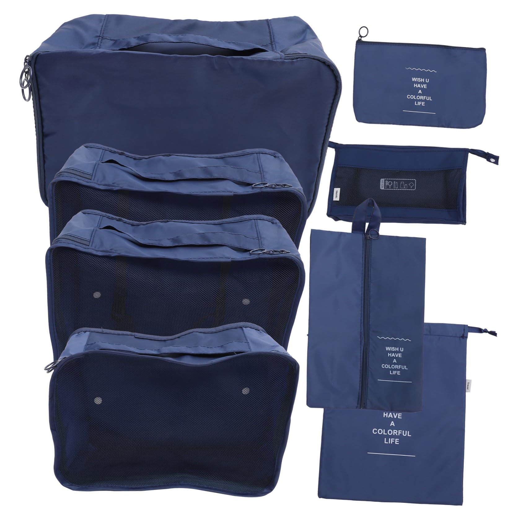 Cubi Organizer da Viaggio in Poliestere Blu, per Valigia e Zaino, Resistenti, Facili da Aprire e Chiudere, per Vacanze ed Escursioni | Dimensioni Diverse, per Abiti e Cosmetici, Resistente All'usura, Adatto a Business Travel e Hiking