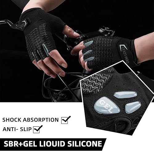 Miniatura 2 de ROCKBROS Guantes de ciclismo de invierno, guantes de bicicleta de invierno con dedo completo, resistentes al viento, antideslizantes, guantes