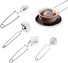 Tea Infuser for Loose Tea, 4 Pack Stainless Steel Tea Infusers, Tea Strainer Tea Steeper Tea Ball Tea Filter with Handle for Loose Tea Mulling Spices Seasonings in Home Office