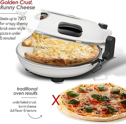 Miniatura 3 de Eatex Horno eléctrico de pizza para interiores, horno de pizza de encimera de 12 pulgadas, horno de pizza de piedra portátil, calienta hasta 790 F