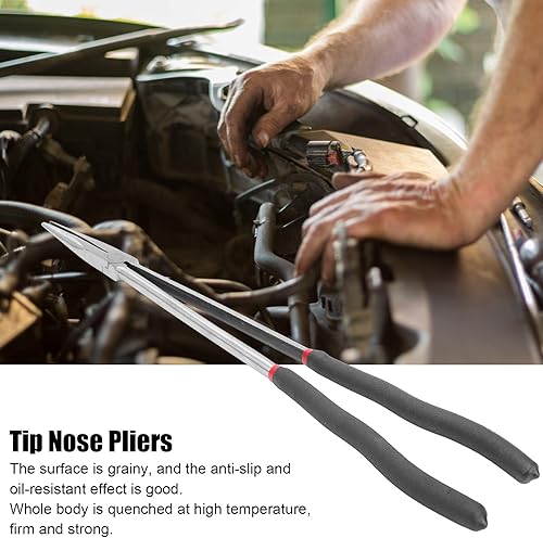 Miniatura 8 de Alicates de punta extra, alicates de punta de aguja de 16 pulgadas con asa, alicates extendidos rectos con mandíbula cónica para trabajar en