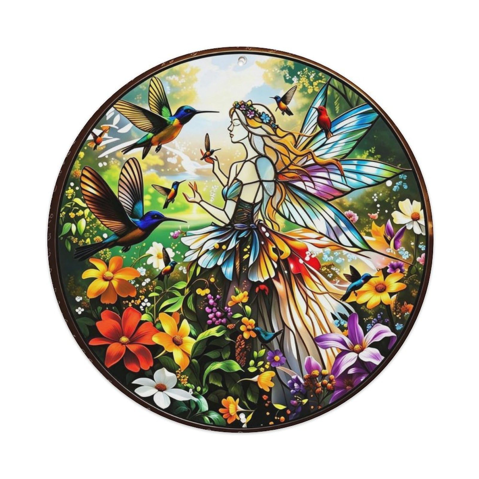 Multicolor Butterflies Collection Stained Glass Metal Tin Sign Plaque