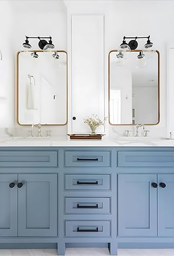 Miniatura 4 de PERMO Apliques de pared doble vintage industriales antiguos con 2 luces con doble cúpula de vidrio transparente claro de 5.9" redonda (Negro)