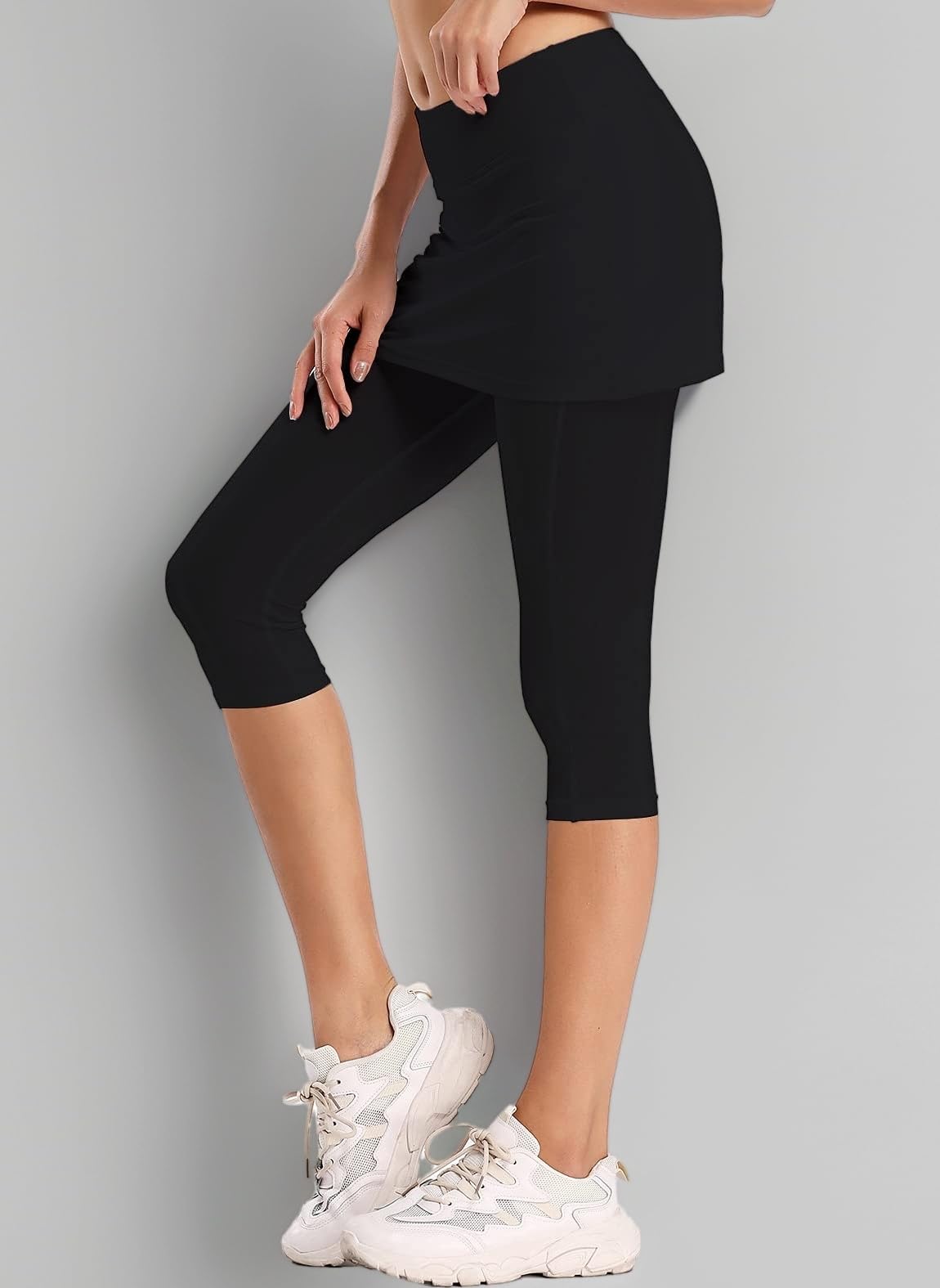 Ultrafun Women's UPF 50+ Capri Skirted Leggings Tights Active Tennis Skirt with Pockets