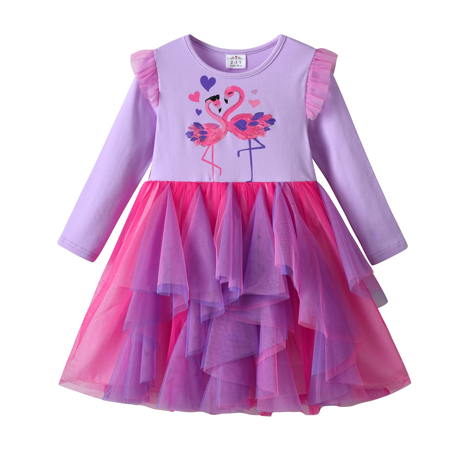 DXTON Kids Girls Dresses Long Sleeve Toddler Winter Party Tutu Dresses for 2-8T