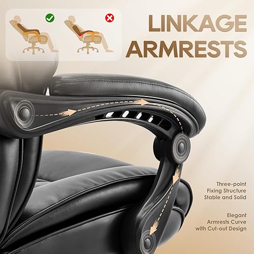 Miniatura 6 de COLAMY Silla de oficina con reposapiés retráctil, diseño ergonómico de respaldo alto, silla ejecutiva de escritorio para computadora con almohada