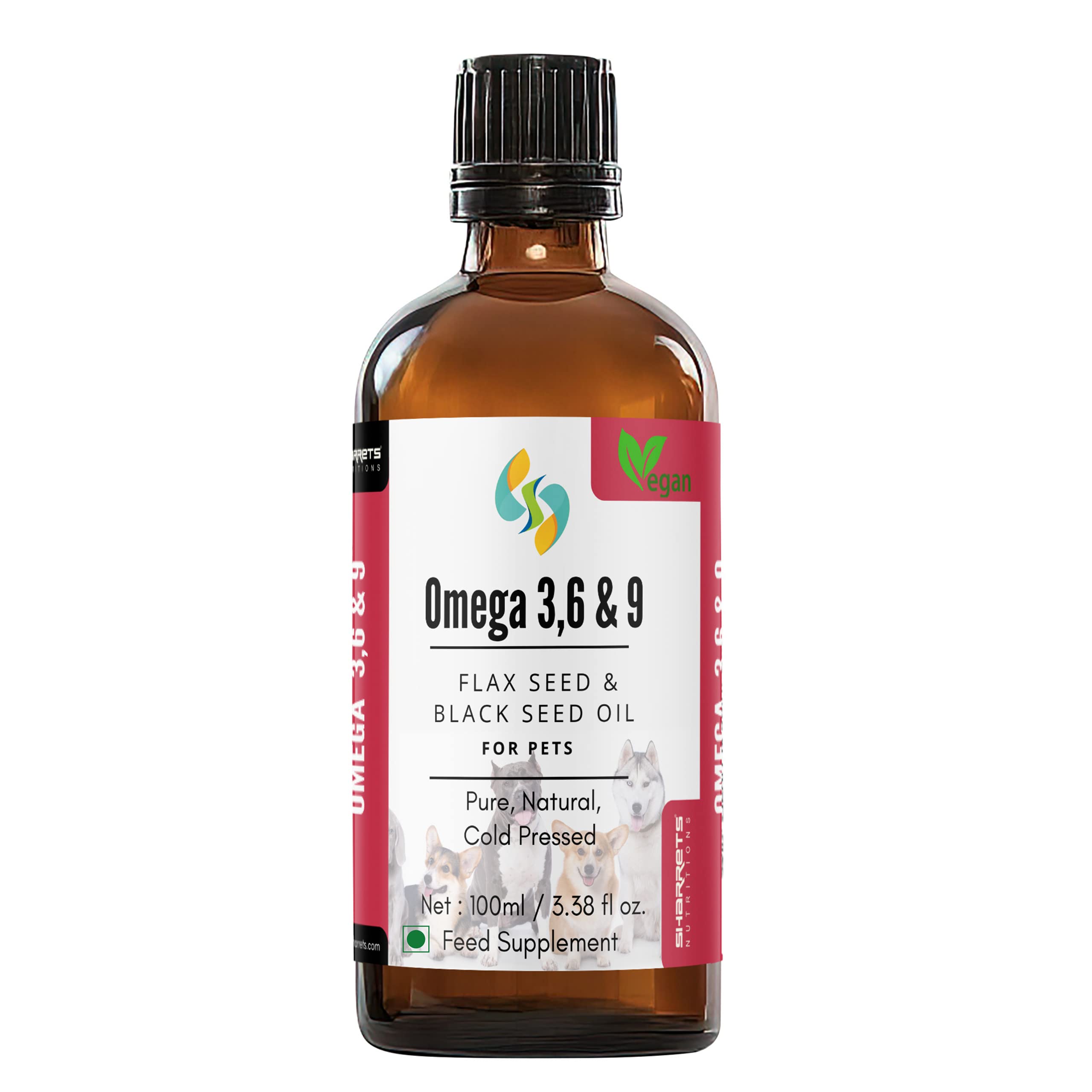 Sharrets Flaxseed & Black Seed Vegan Oil for Pets, 100ml - Omega 3 6 9 Pet Supplement, Promotes Pet Health & Wellness (B09BCBV4K6) Amazon Price History, Amazon Price Tracker