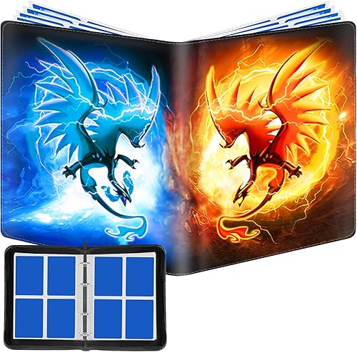 Carpeta de tarjetas de 4 bolsillos compatible con tarjetas de Pokémon, tarjetas deportivas, tarjetas TCG, carpetas comerciales para juegos de