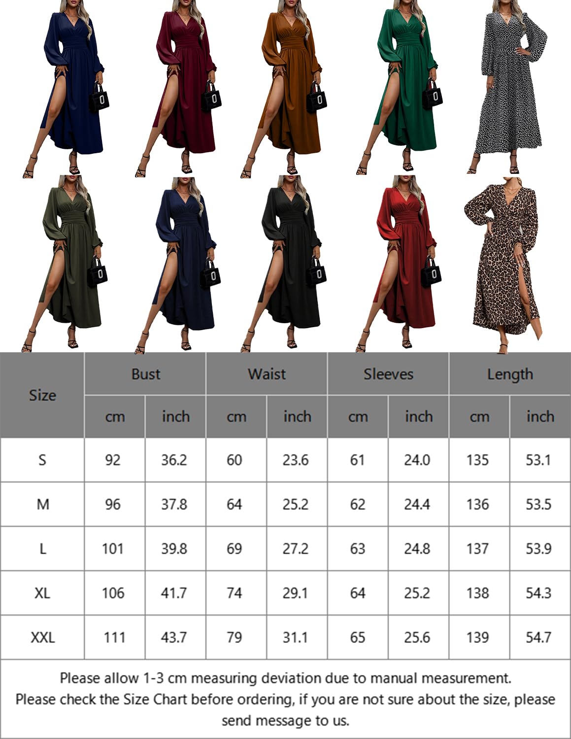 Sukienki damskie 3.0 V Neck Elegancki Długi rękaw Maxi Elastic Casual Sukienka Jesień i Zima