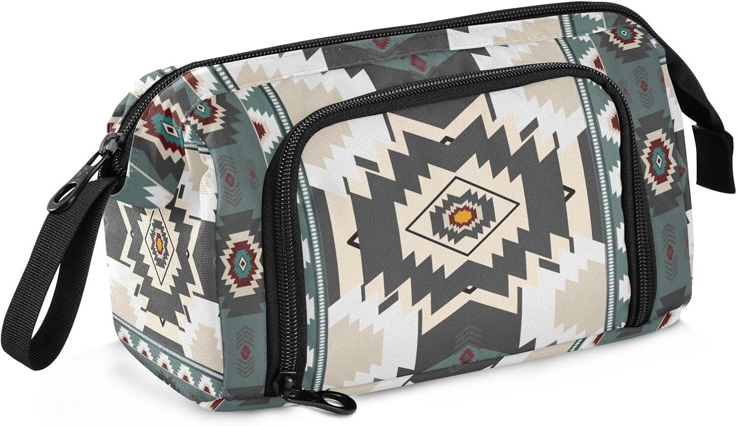 Aztec Navajo Large Capacity Pencil Case Pen Bag Pencil Pouch, Kids Printed Pencil Case with Handle Canvas Zipper Pen Pouch for School Office College Ideal Start Graduation Gifts