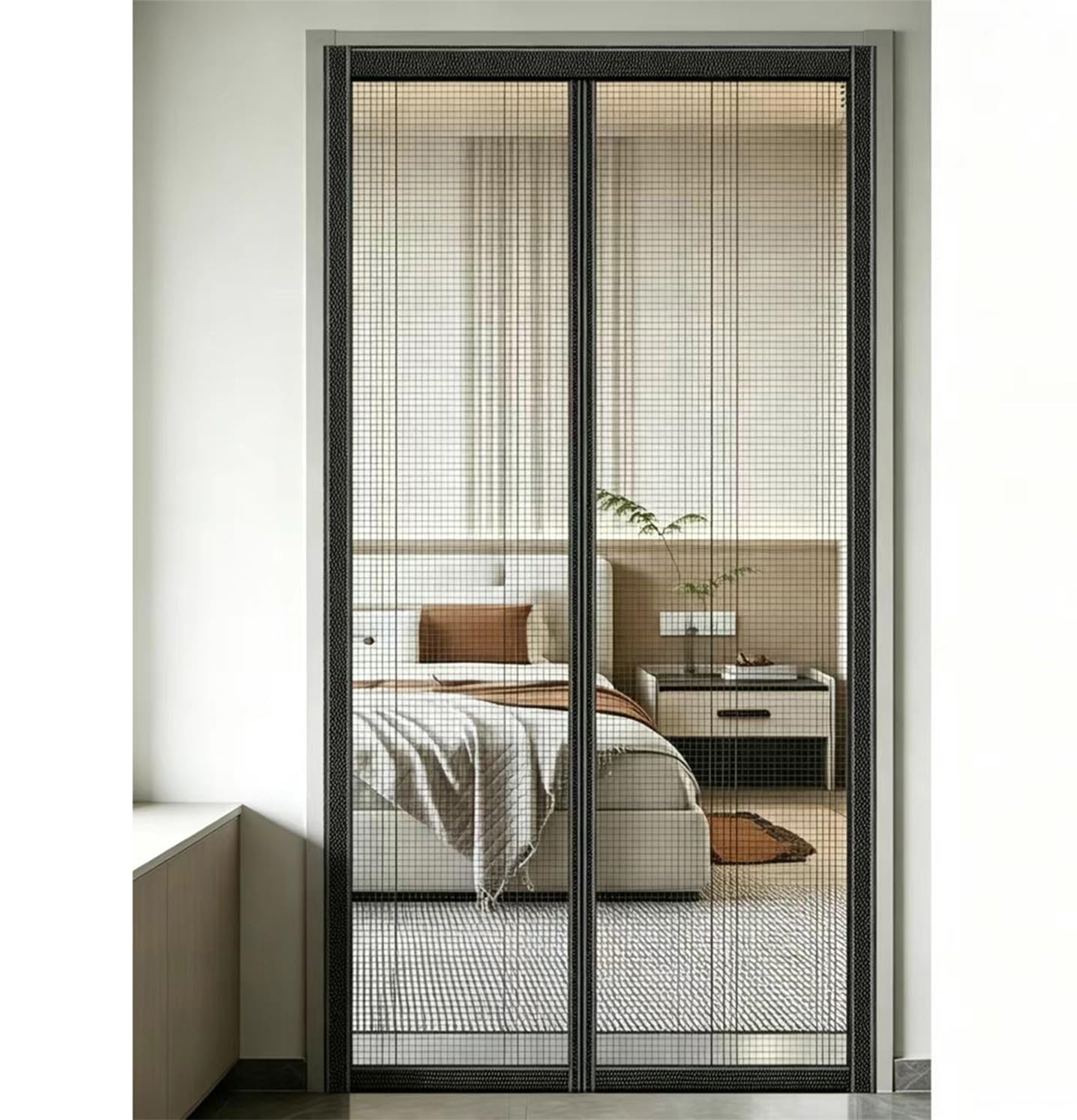 Rideaux magnétiques d'été moustiquaire pour porte de balcon noir 150x200cm
