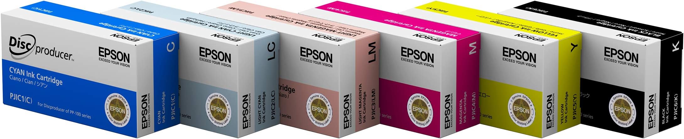 Epson DiscProducer PP-100 Ink Cartridges 6 Color Set in Retail Packaging