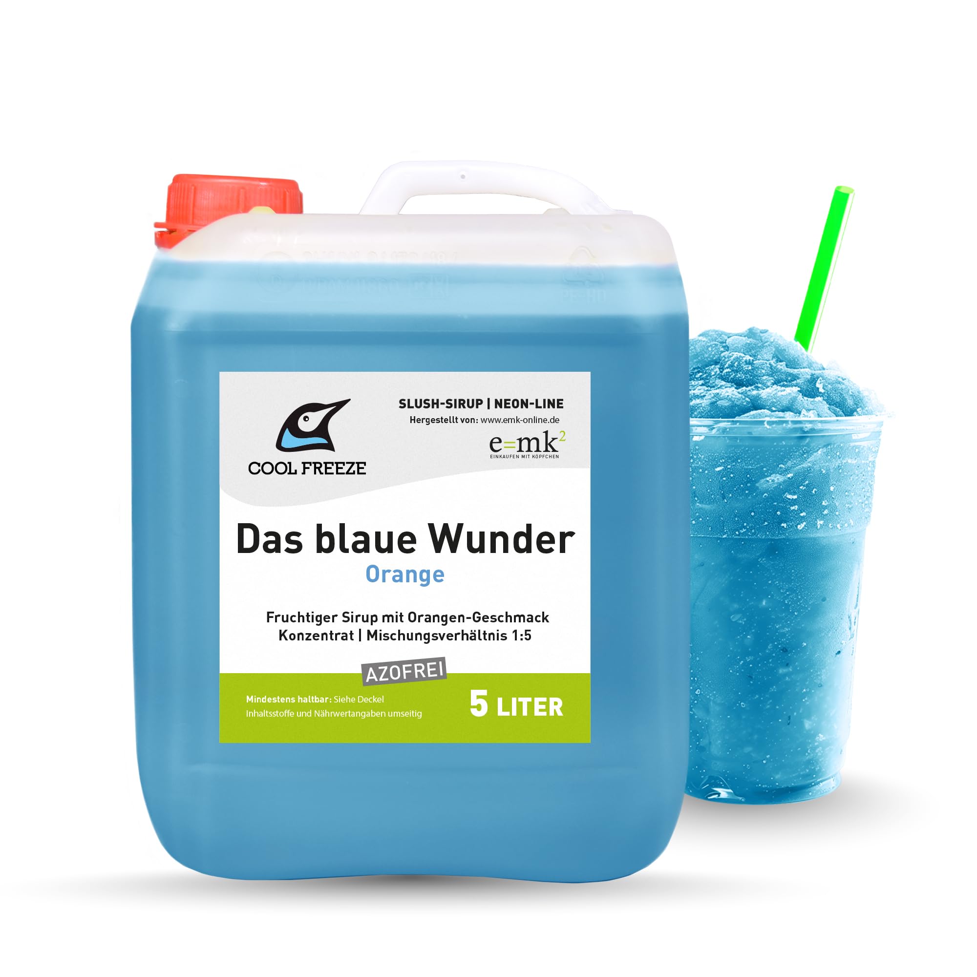 Jarabe para granizados | Naranja | Concentrado 1:5 | Canister de 5 litros | Apto para la máquina Ninja Slush | Sin azo ni glicerina