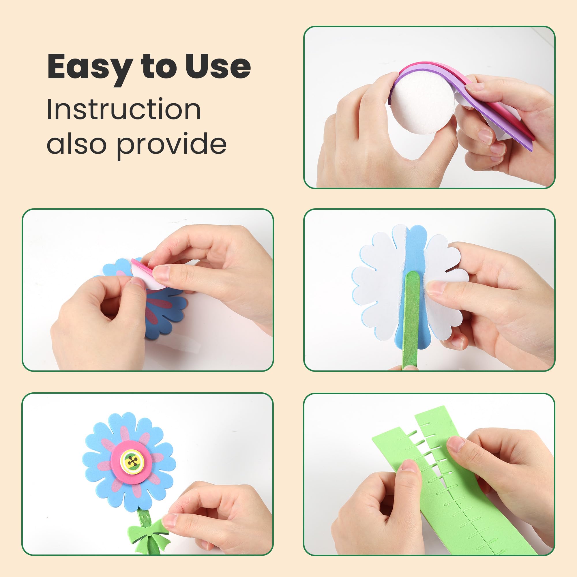 Fabric Flower Bouquet DIY Craft Kit For Kids - 100+ Pieces Flower Making Set With Vases & Pens, Ages 3-12