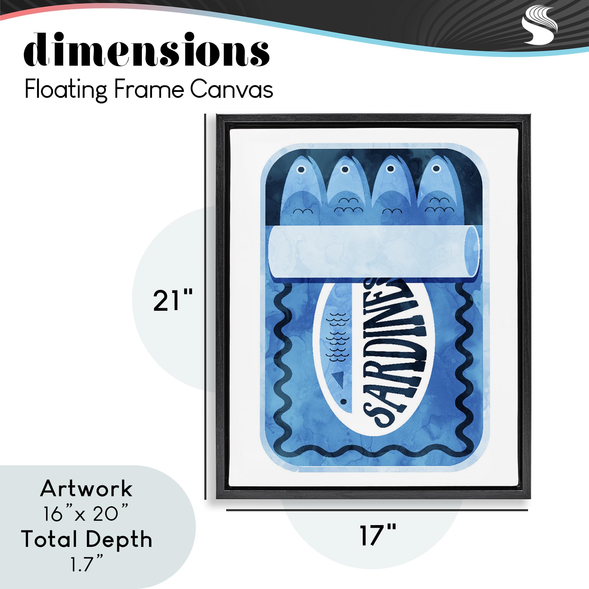 Stupell Industries Daphne Polselli Leinwandbild, Retro-Stil, Sardinen-Dose, gerahmt, 53,3 x 43,2 cm, Schwarz