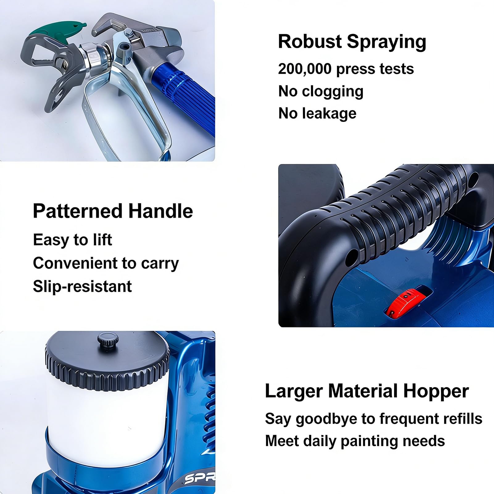 Spruzzatore di Vernice Airless Ad Alta Pressione, Verniciatore A Spruzzo Professionale Portatile, 550W, Senza Fili, Design Ergonomico con Cintura, Utilizzato per Mobili,Blue