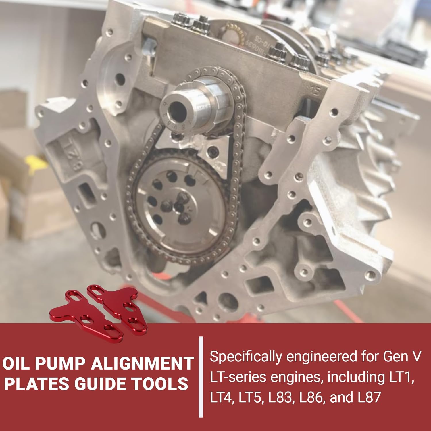 Oil Pump Alignment Plates Guide Tools Compatible with Gen V Lt1 Lt4 Lt5 L83 L86 L87 Engines(Red)