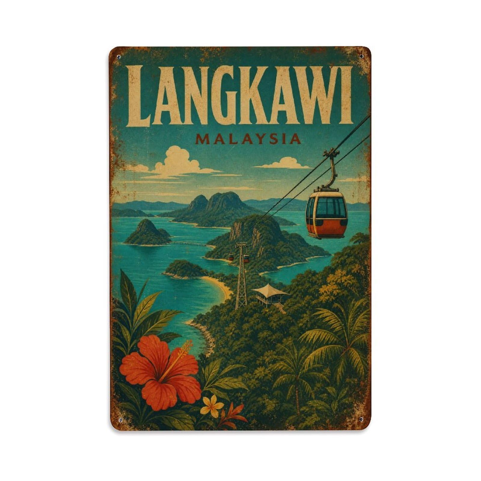 Langkawi Malaysia Lagoon Travel Retro Destination Metal Tin Sign