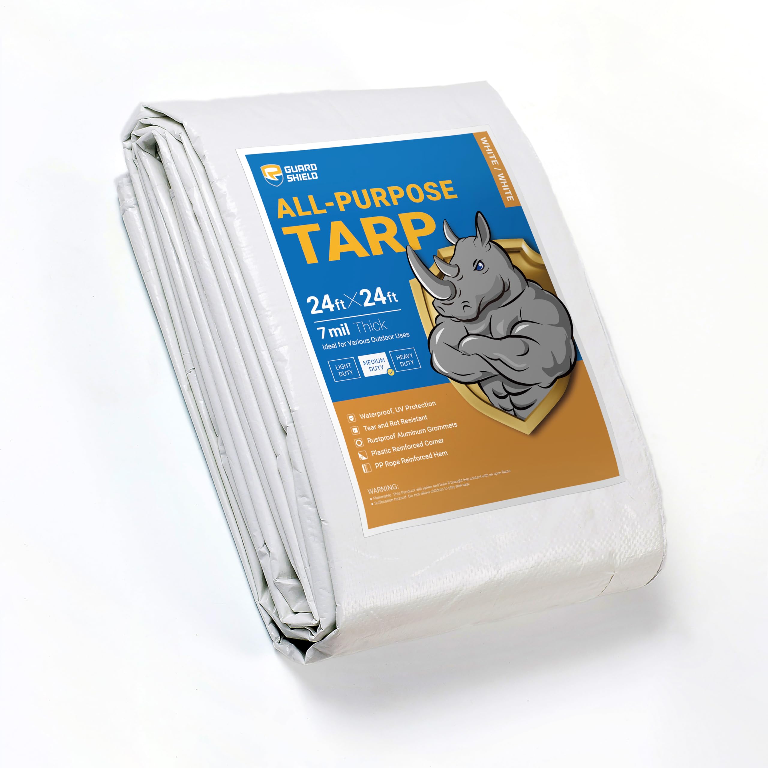 GUARD SHIELD White Tarp 10x12 Feet Medium Duty All Purpose Poly Tarps Cover 7mil — view 94