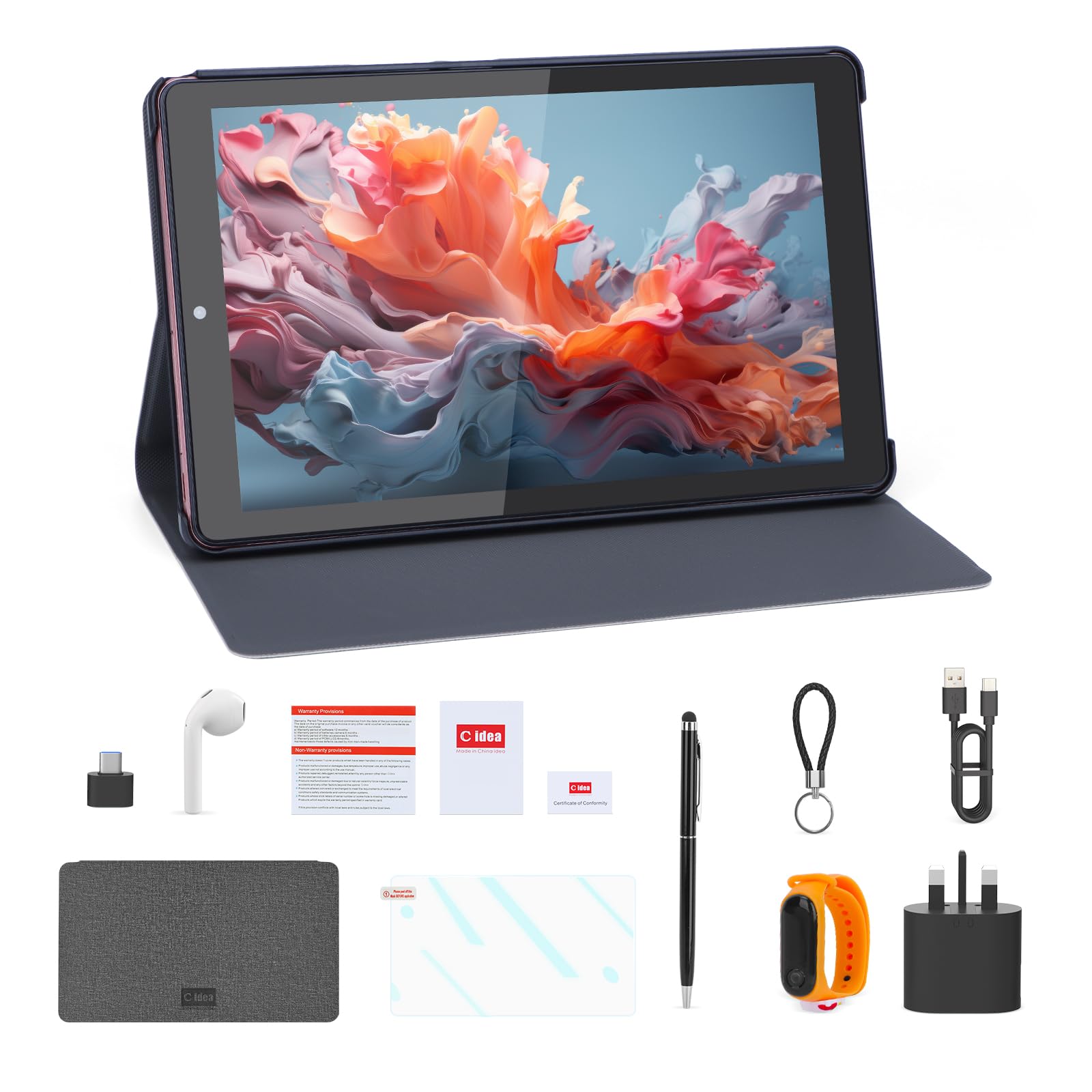 C idea 9inch Tablet Android 13 Tablet,8GB RAM, 512GB ROM,5G LTE with SIM Card Slot,1280 * 800 IPS Display,8000mAh Battery,WiFi & Bluetooth - Includes Protector Case & Stylus,CM935pro(Pink)