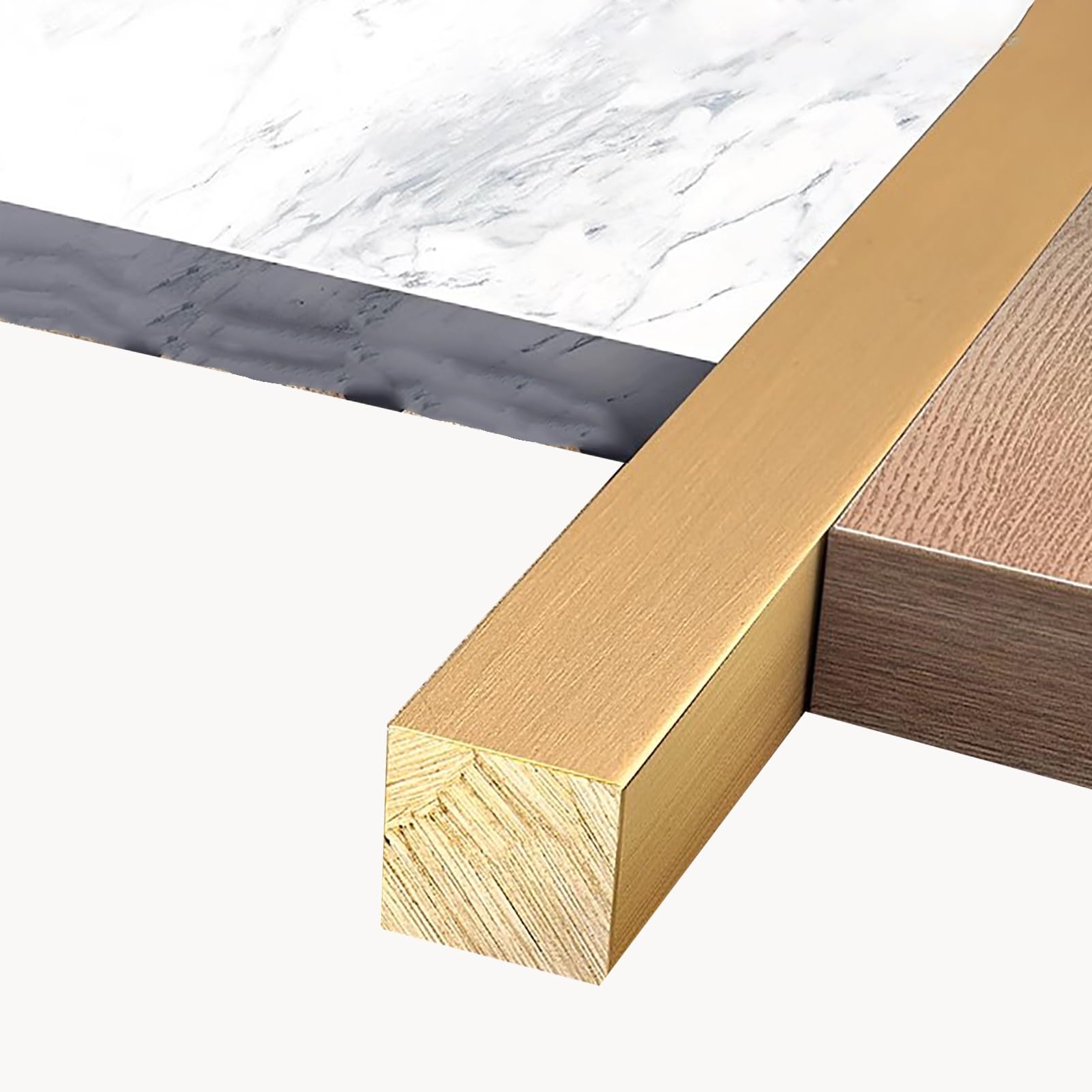 Bodenübergangsleiste, quadratische Schwellenabdeckungsleiste for Fliesen- und Holzböden, Übergangsleiste aus Metall Messing, Spaltklappe Vinyl, 1 m farbloser Zierleistenreduzierer(6x6mm)