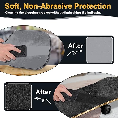 Miniatura 5 de DESELL Pickleball Paddles Eraser, Carbon Fiber Pickle Ball Paddle Cleaner with Microfiber Cleaning Cloth, Rubber Bar to Remove Ball Residue and Dirt