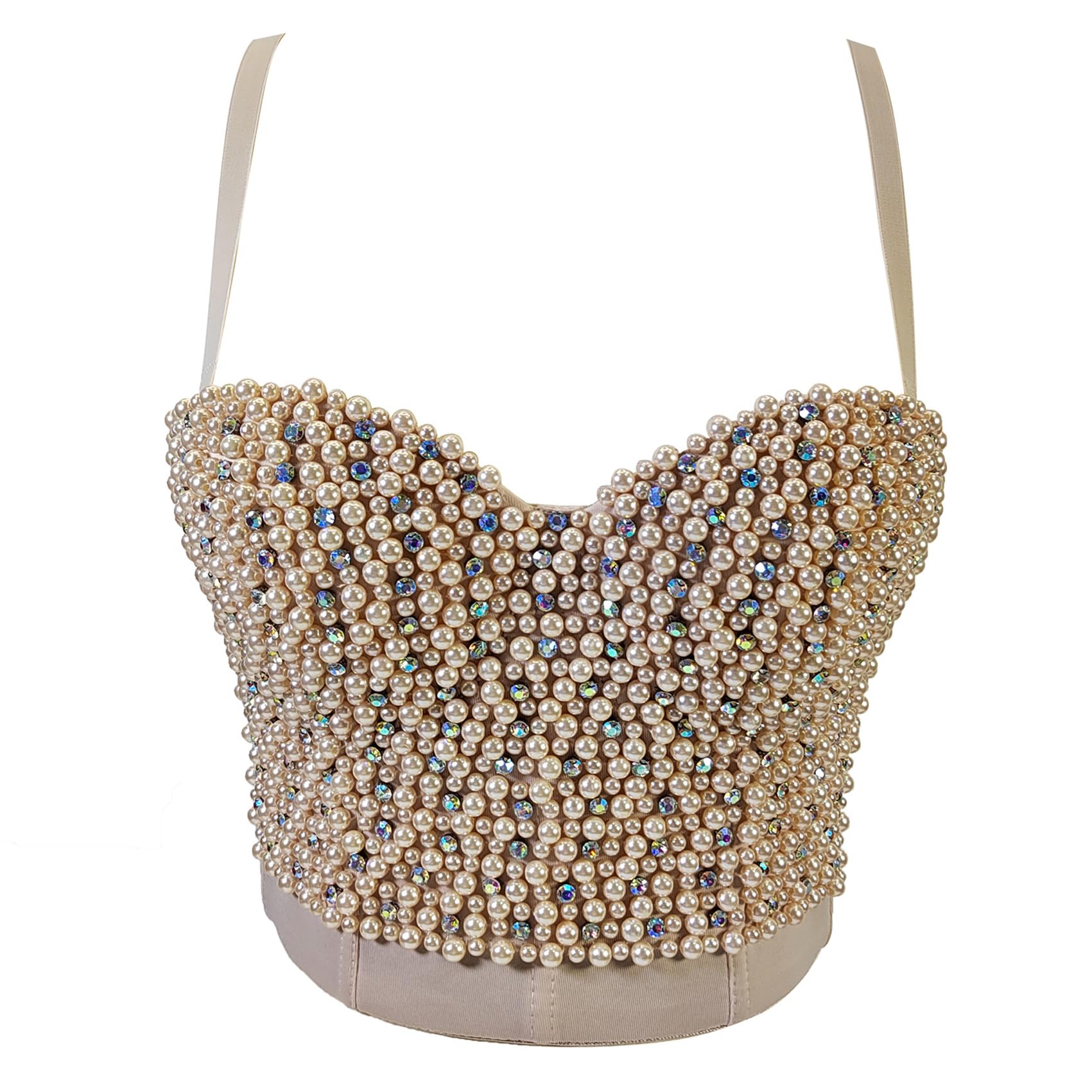 Débardeur à Bretelle Femme Strass Corset Bustier Bra Top Clubwear Party Bustier Crop Top