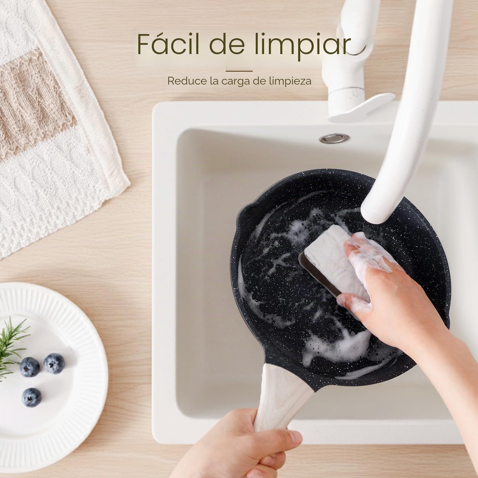 Kordisen Juego de utensilios de cocina antiadherentes, 5 piezas, juego de ollas saludables y no tóxicas, compatibles con inducción, libres de PFOA y PFAS