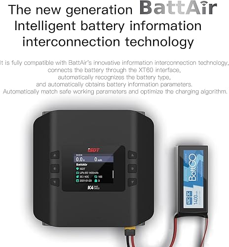 Miniatura 6 de ISDT K4 Lipo Battery Balance Charger Discharger 1-8S AC 400W DC 600Wx2 Smart Charger for Life, Lilon, LiPo, LiHvPbNiMH Battery Balance Charger