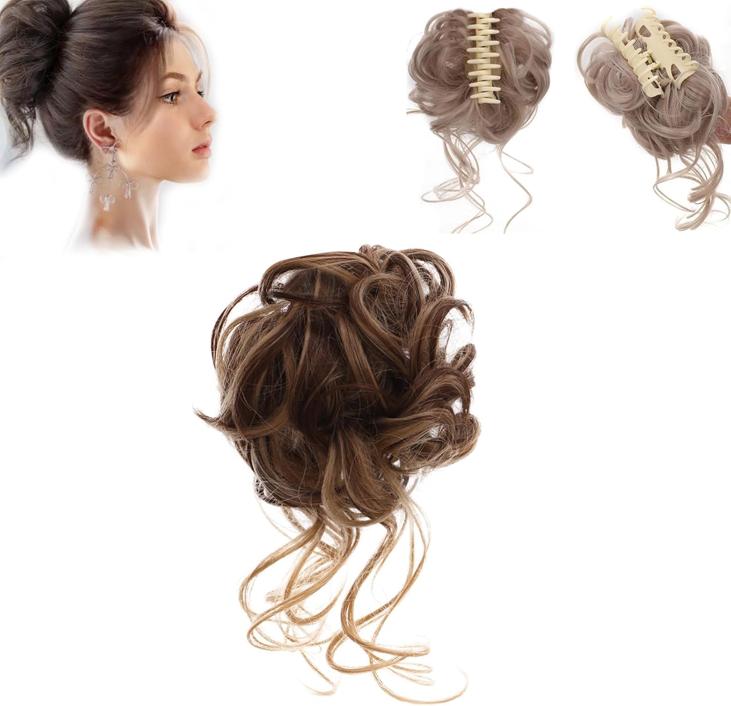Messy Bun Hair Extension Ponytail Hair Extension Clip Natural Clip On