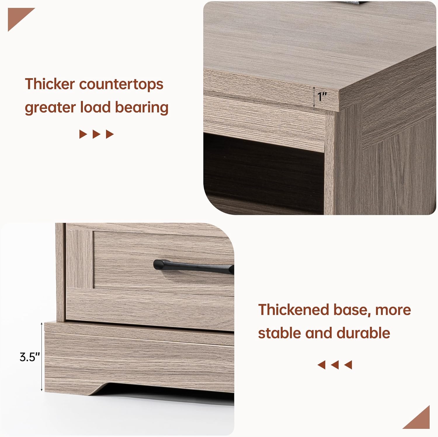 18'' Nightstand with LED Lights | Built-in Power Outlets & USB Ports, Farmhouse Bedside Table with 2 Drawers and Open Storage Shelf, End Table for Bedroom, Living Rooms, Home Offices, Grey,2 Set