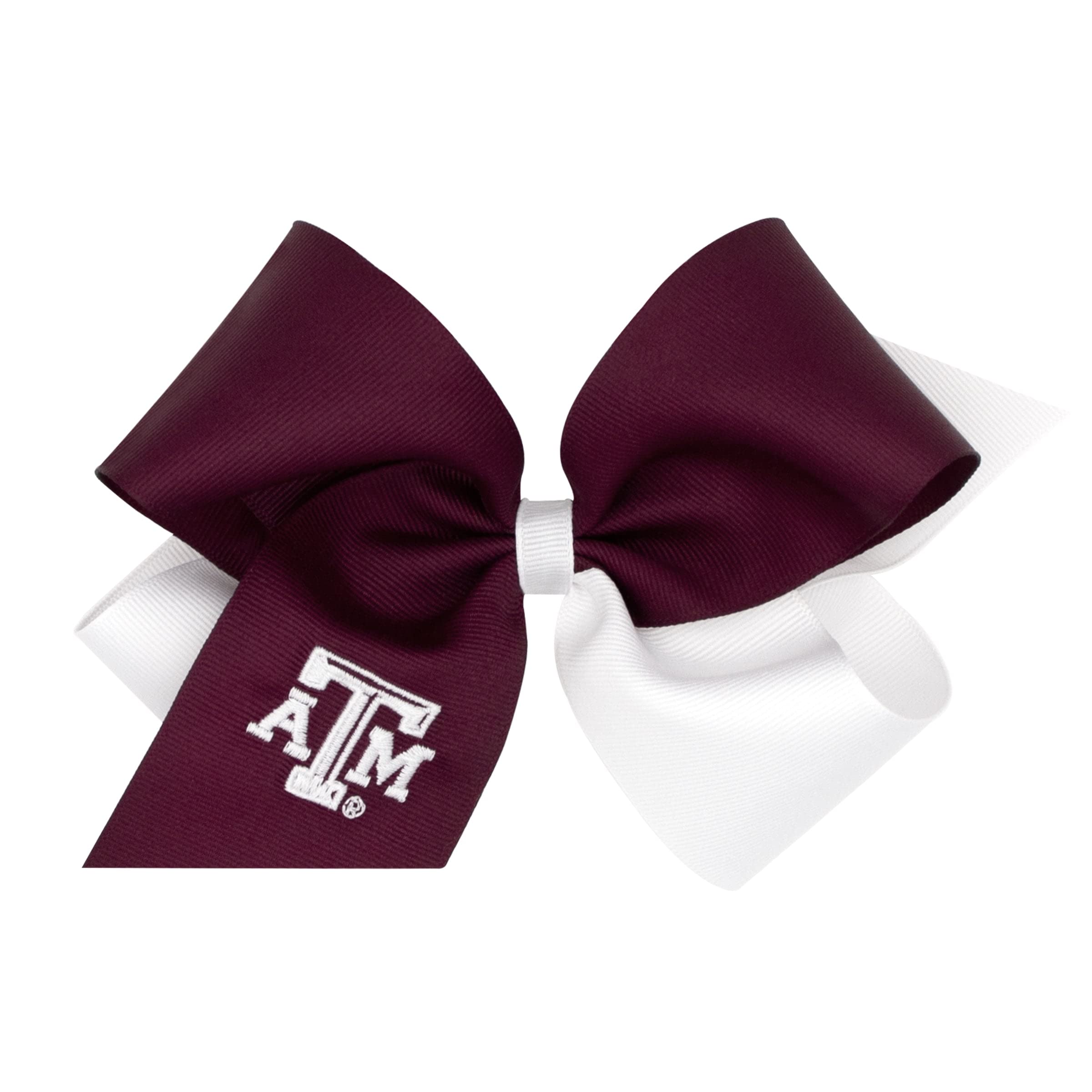 Divine Creations Girls' Collegiate Themed Game Day Two-Tone Hair Bow by Wee Ones on a WeeStay Clip, Classic Grosgrain, King, Texas A&M