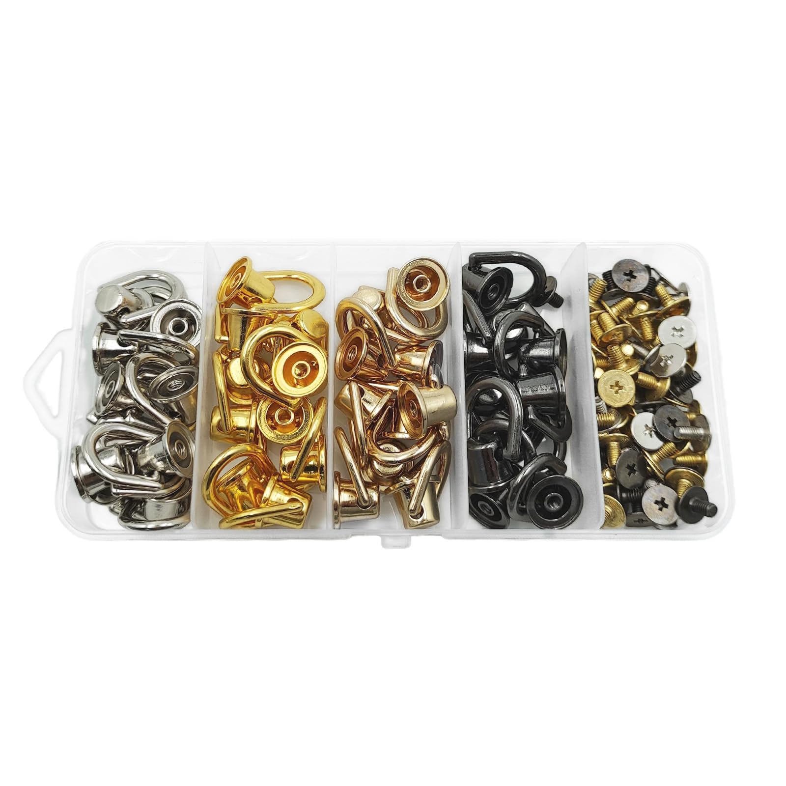 40 Pcs D-Ring Side Lugs for Bag Straps - Sturdy Metal Hardware Kit with Screw Rivets for Handbag Making & Leather Crafting (4 Color)