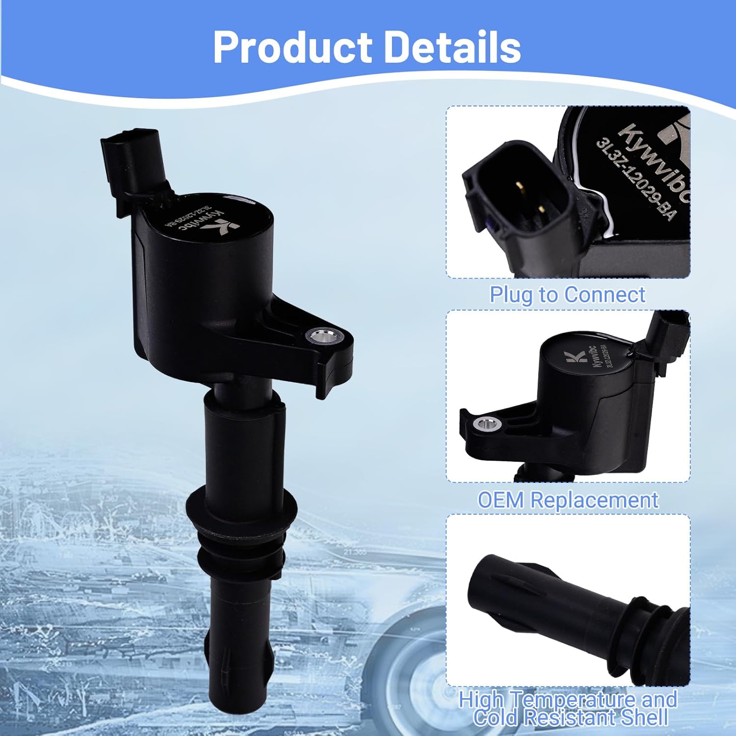 8Pcs UF537 Ignition Coils Pack Straight Boot Ignition Coil Pack Compatible with Ford Expedition F-150 Super Duty Mustang 4.6L 5.4L 6.8LReplacement for DG511 C1541 FD508