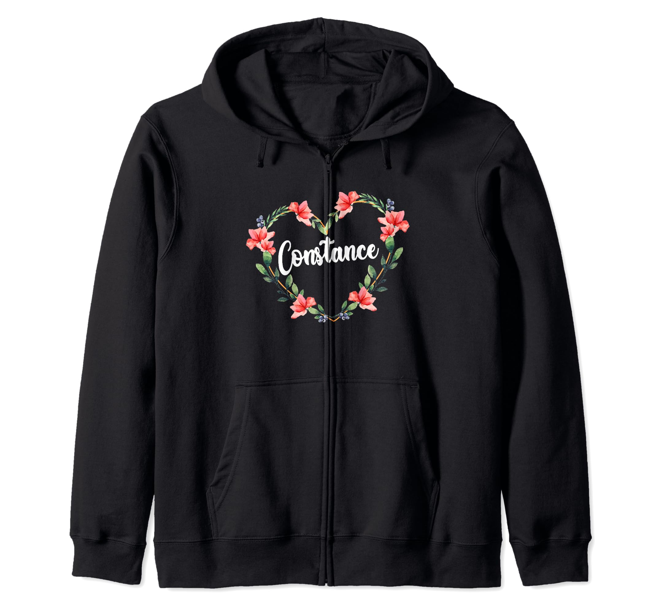 Constance Flower Heart Personalized Name Constance Zip Hoodie