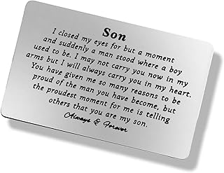 Son Inspirational Gift to My Son Wallet Card from Mom Dad, Gift for Son with Mini Love Note, Son Birthday Gift, Graduation Gift, Son Christmas Deployment Gift, Proud of Son Gift