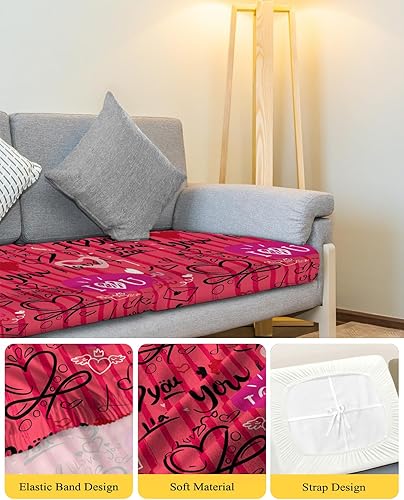 Miniatura 4 de Fundas de cojín elásticas para sofá con palabras románticas, seccionales, individuales, en forma de L, T, con parte inferior elástica, para San