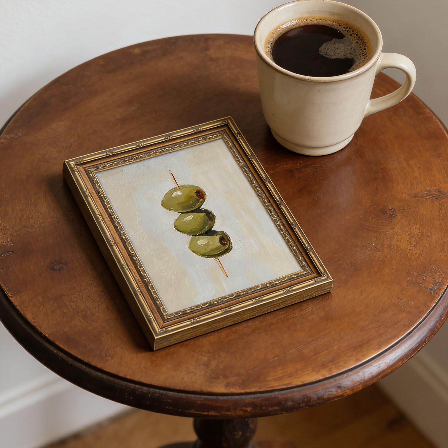 Gold Framed Wall Art Vintage Dirty Martini Olives Wall Art Retro Green Olives Cocktail Bar Cart Wall Decor Picture Summer Trendy Minimalist Kitchen Poster Print for Living Room Dining Room 9x11in — view 5
