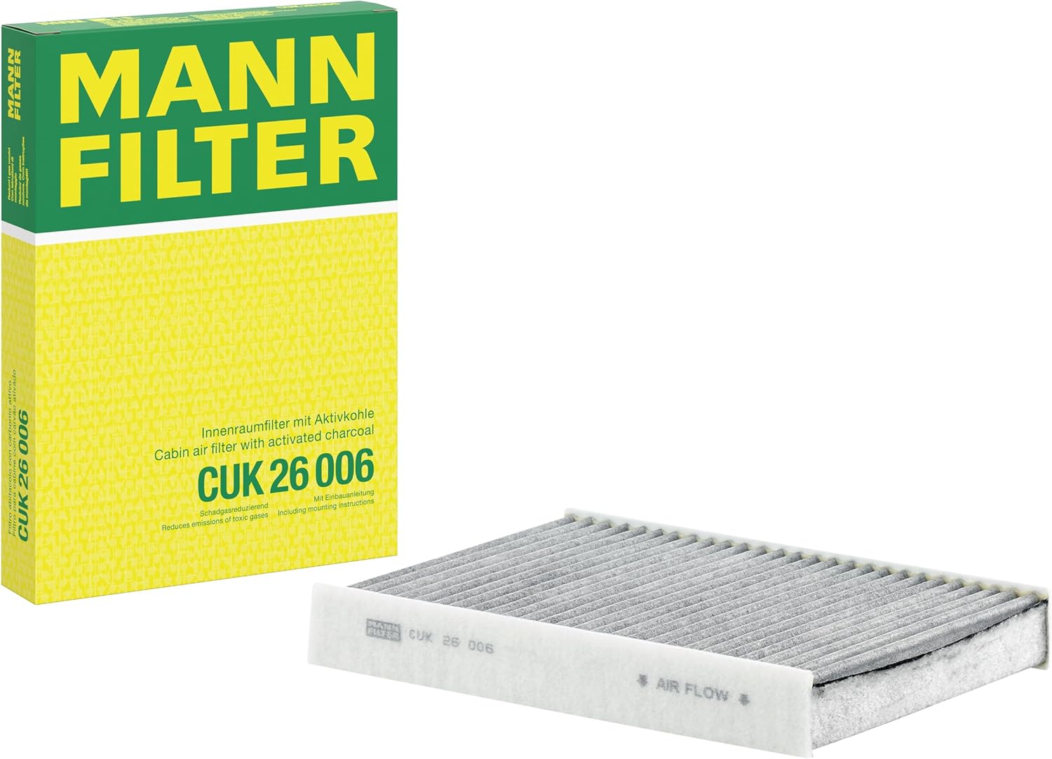 MANN-FILTER CUK 26 006 Interior Filter Pollen filter with active charcoal – For passenger cars