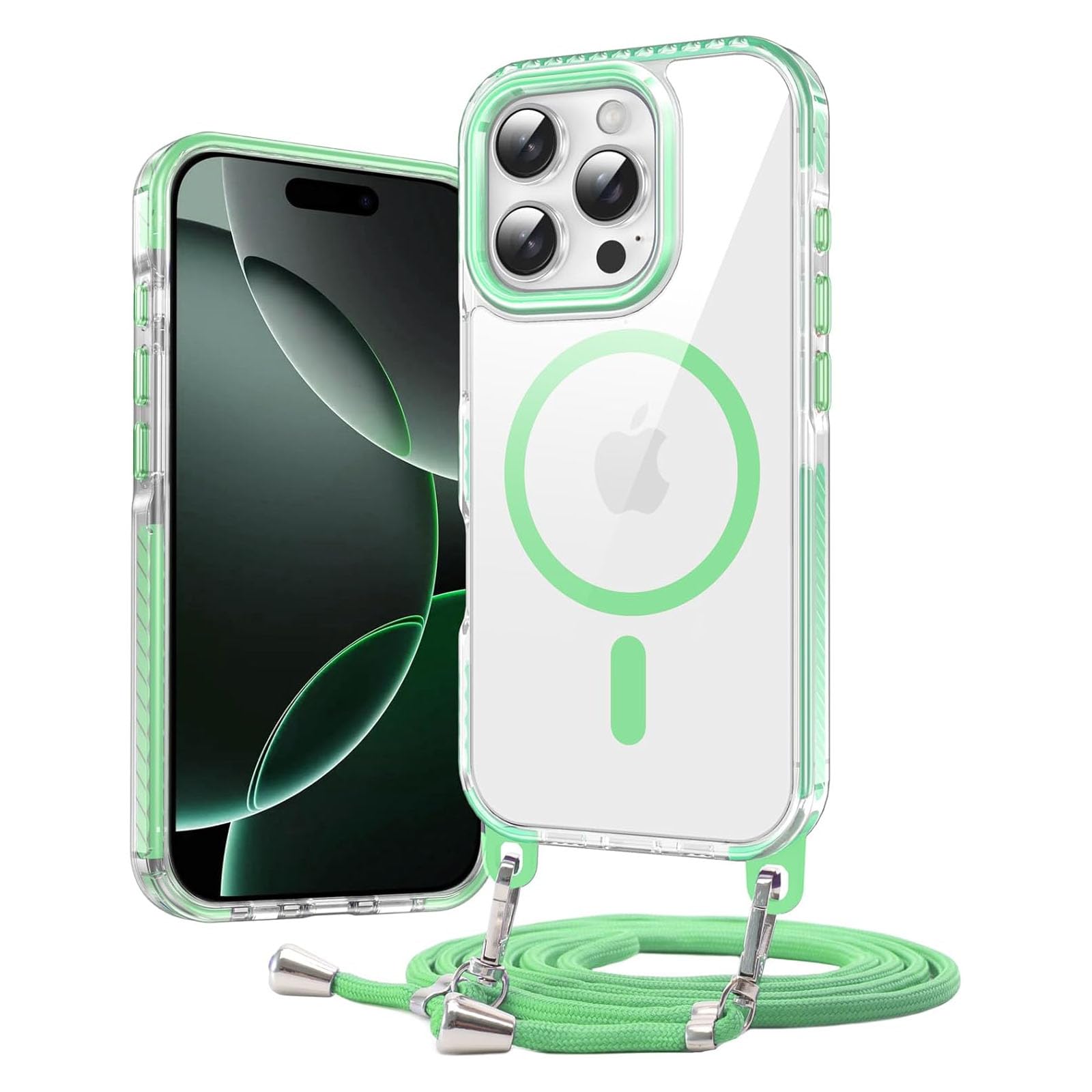 Galful Magnetische für iPhone 16 Pro Hülle mit Band,Transpar