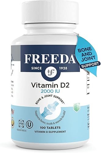 FREEDA Vitamina D2 2000 UI  Vitamina D vegana para fortaleza ósea y apoyo inmunológico  Suplemento vegano de ergocalciferol D2  100 tabletas
