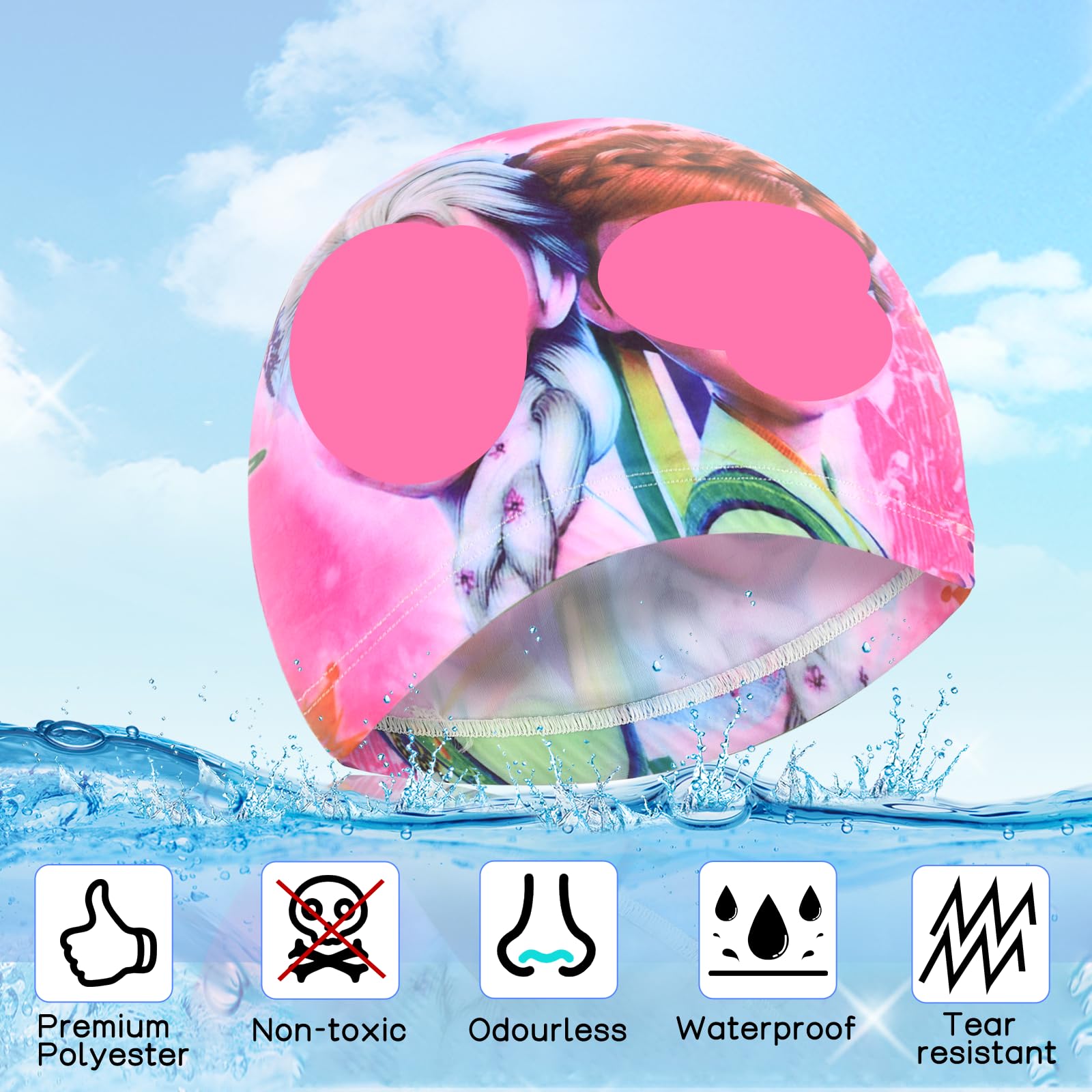 Bonnet De Bain Enfant Avec Motifs Fun - Élastique, Imperméable, Doux - Inclus Bouchons D'oreille Et Pince-nez - Pour Garçons Et Filles De 1 à 8 Ans - Idéal Piscine Et Plage