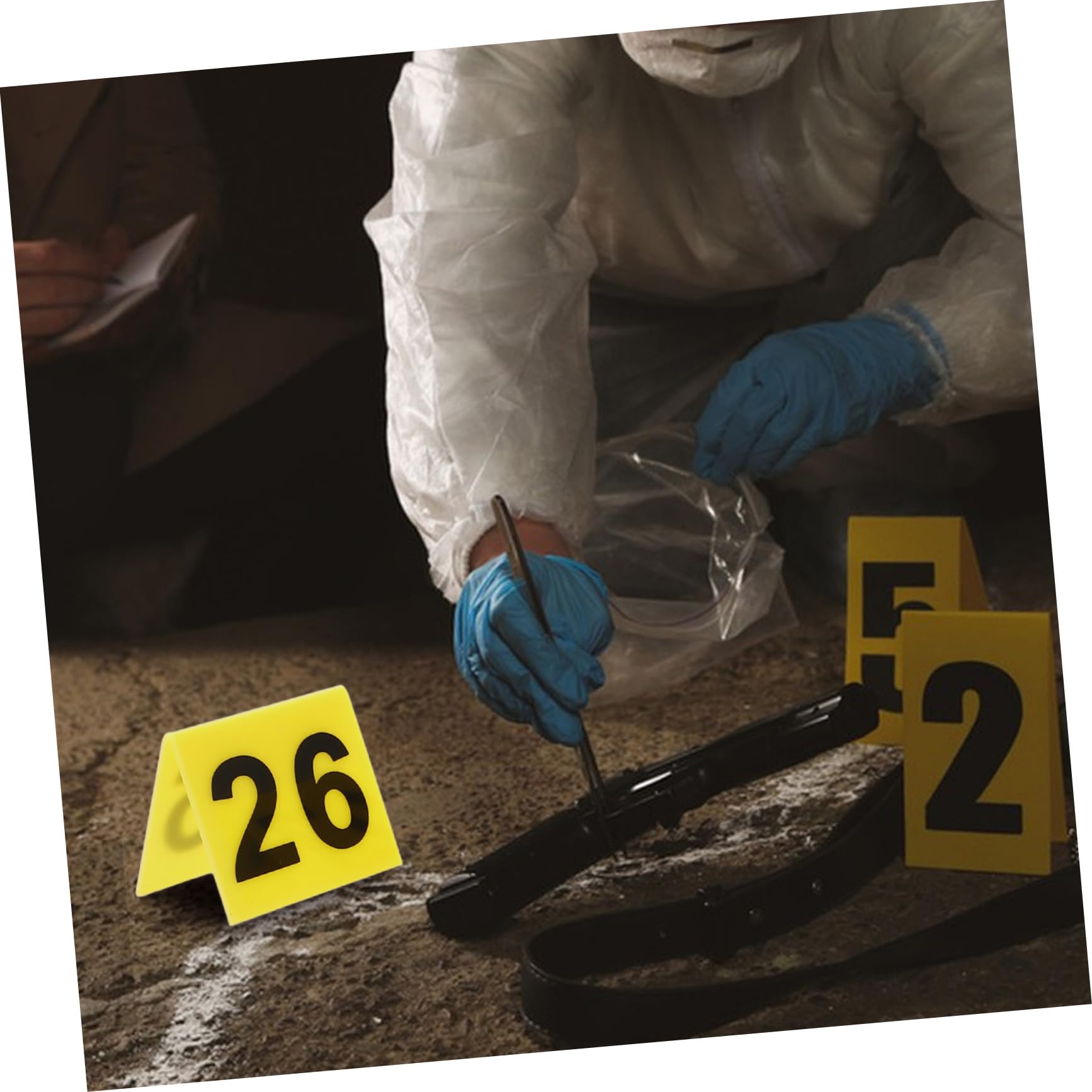 10piezas Marcadores De Evidencia Acrílicos para Escena del Crimen Números Triangulares Señalización para Mesa Resistente y Práctica Decoración Temática para Fiestas