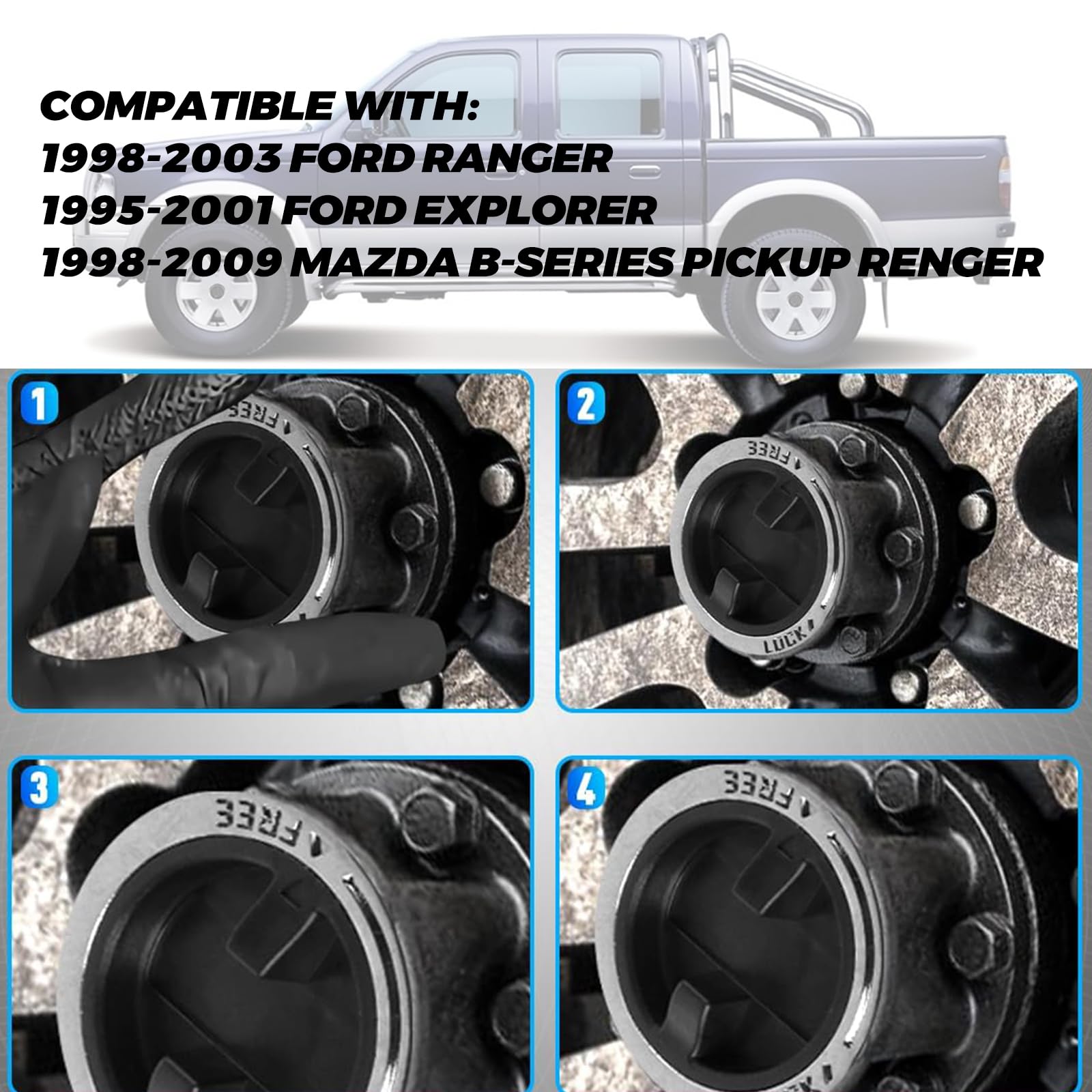 4WD Manual Locking Hubs Ford Ranger Explorer Replacement 4WD Manual ...